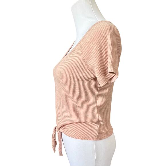 2/$20 Abercrombie & Fitch Tie Knot Front Ribbed Knit Peach Top XS Soft‎ Girl - Picture 3 of 10